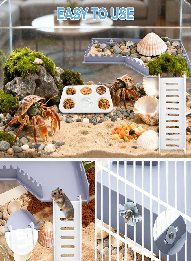 KCMOSGI Hermit Crab Accessories - Hermit Crab Platform with Ladder and Food Dish, Hermit Crab Climbing Toys, Habitat Tank Accessories for Hermit, Geckos, Small Lizards - Image 5